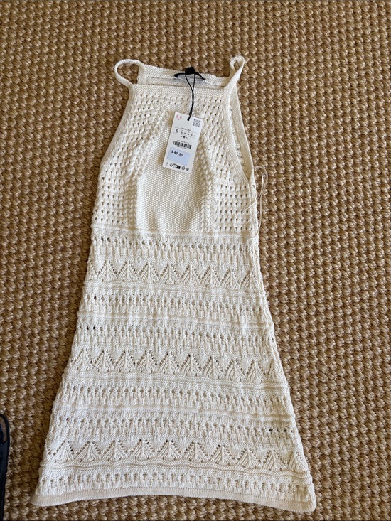 Zara Other - Zara Cream Crochet Halter Beach Coverup Dress